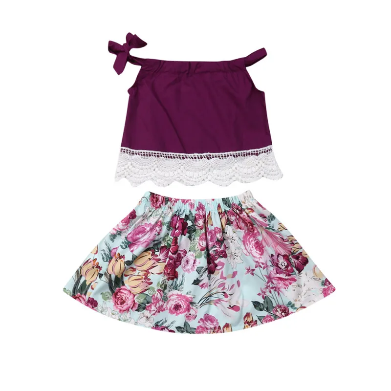 От 1 до 5 лет комплекты летней одежды в стиле бохо для маленьких девочек Кружевной