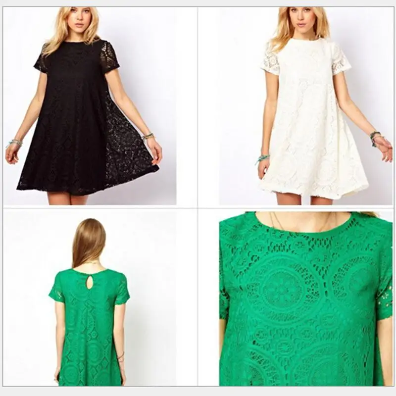 Vestidos Femininos Woman Casual Dress 2020 Summer Short Sleeve O-Neck Plus Size Lace Mini Dresses Vestido De Renda S-3XL | Женская