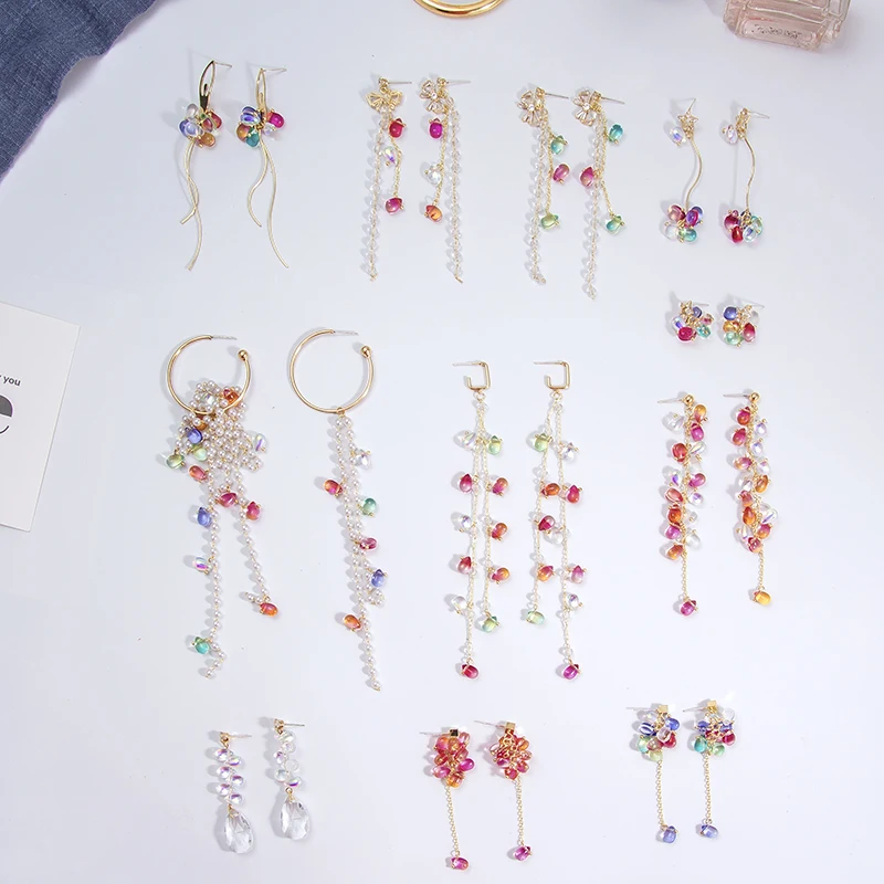 Корейские элегантные блестящие красочные акриловые серьги подвески в форме