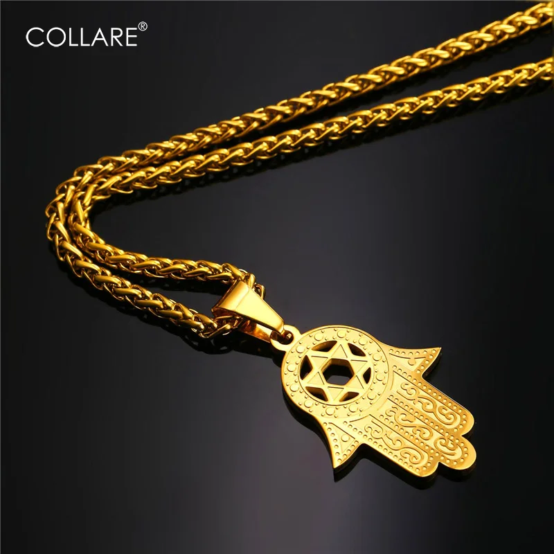 Золотая ручная подвеска Collare Fatima Hamsa ювелирное изделие из нержавеющей стали