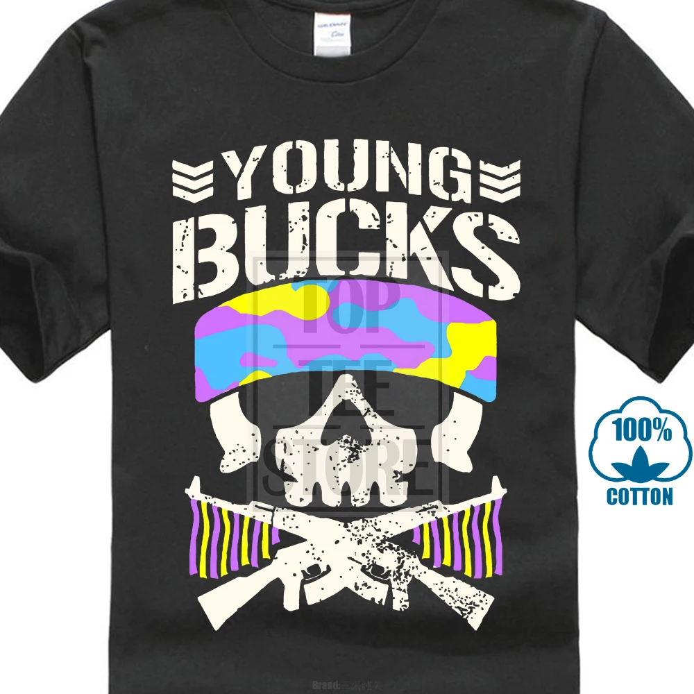 Черный The Young Bucks Bullet Club Wrestling Homme Funny Tee Shirt Men Streetwear Tshirts Fashion T Shirts Skull - Цвет: Черный