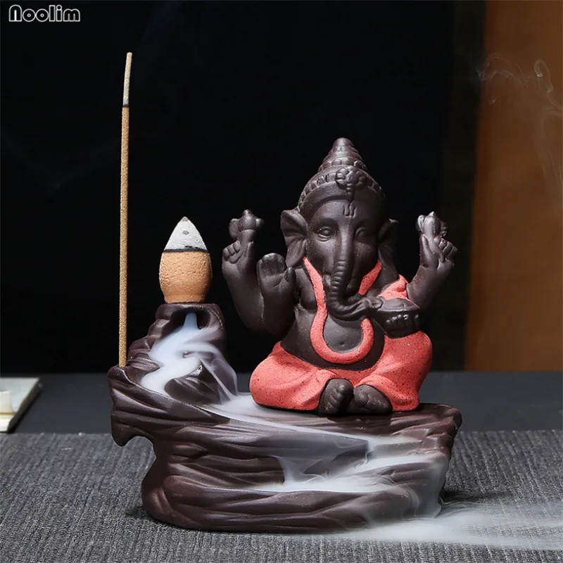 Керамический индийский бог Ганеш слон Бог Будда статуи задний поток благовоний