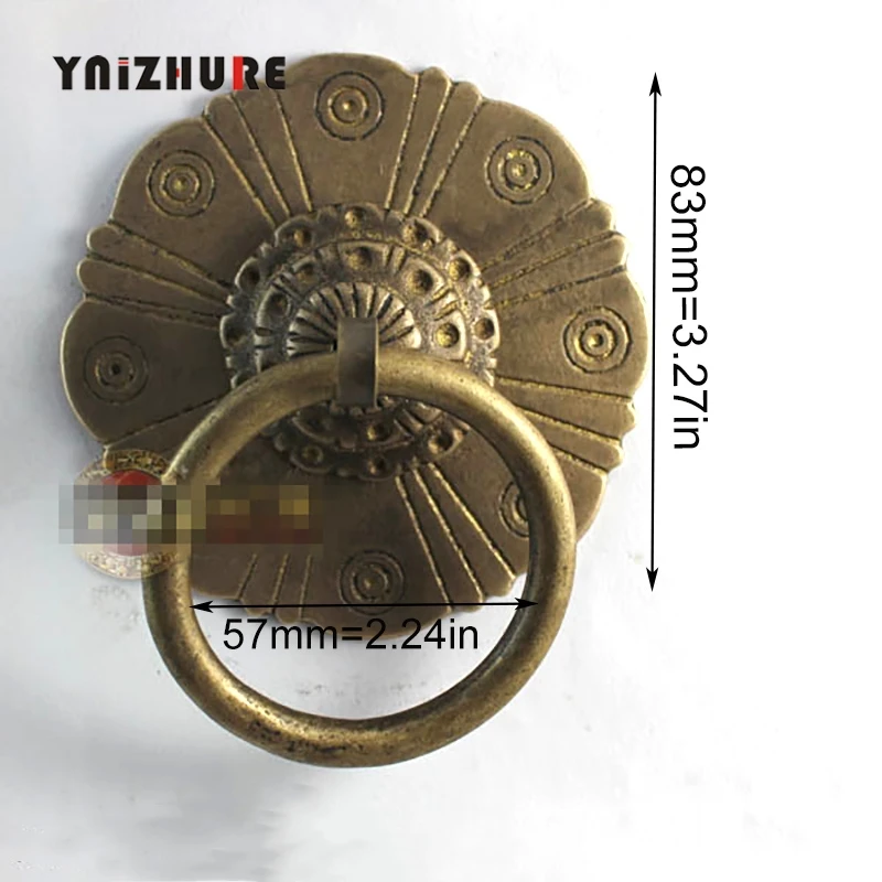 

2pcs 83mm Bronze Chinese Antique Copper Handle Ming Grille Door Handle
