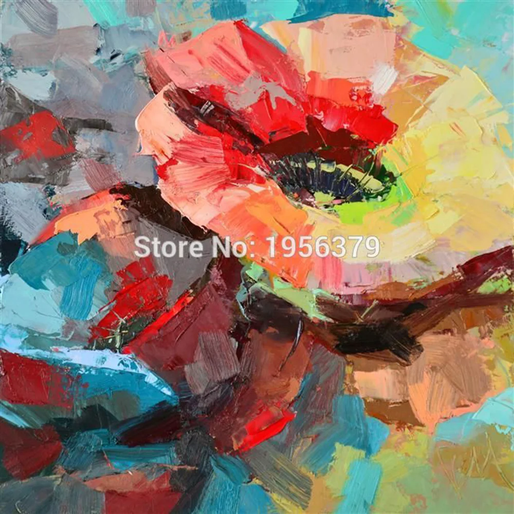 Wholesale Prices Impression Huge Red Roses Oil Painting 100% Handmade Abstract Knife Flower on Canvas for Decor | Дом и сад