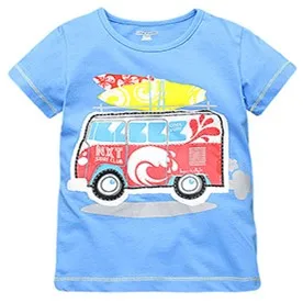 

Little Maven New Summer Kids Clothing Short O-neck Blue Bus Knitted Cute Fashion Cotton Quality Boys Casual Tshirt