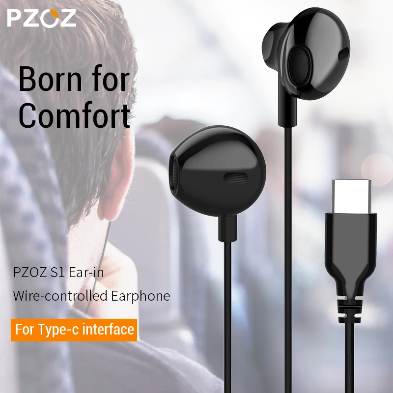 Наушники PZOZ с разъемом USB C проводные наушники вкладыши микрофоном разъём type c для