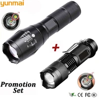 promotion portable led tactical flashlight q5 2000lm 1800lm led flashlight t6 zoomable lante led torch ultra bright light