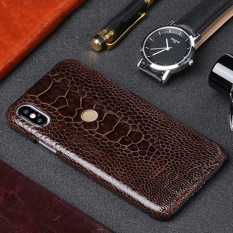 Чехол для телефона из кожи страуса xiaomi 8 настоящий кожаный чехол мобильного