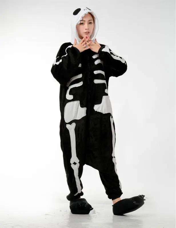 Комбинезон мужской/женский черный с черепом комбинезон для взрослых в виде