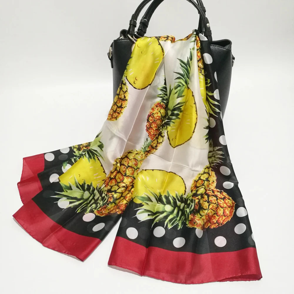 Шелковый шарф с Омбре однотонные шарфы Pineapple Foulard Hijab роскошный брендовый Bufandas на