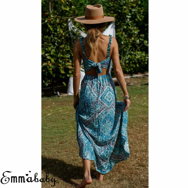 Женское длинное вечернее шифоновое платье в стиле бохо вечерние пляжные