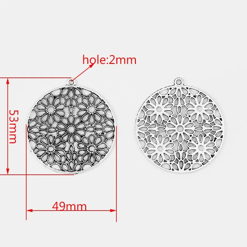 beads plum flower 2 шт античная серебряная филигранная работа ажурное сердце цветок лист звезда Mondala кулон в виде ромашки для ожерелья ювелирных изделий - Окраска металла: beads plum flower