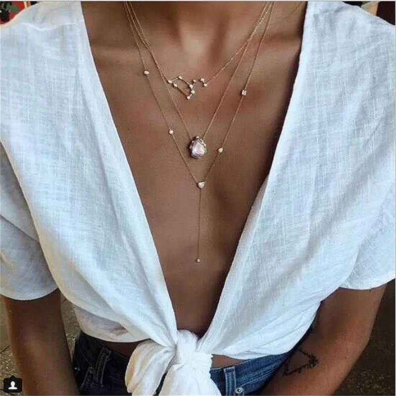 IF ME Мода Новый кристалл камень Многослойные созвездия ожерелья для мужчин кулон