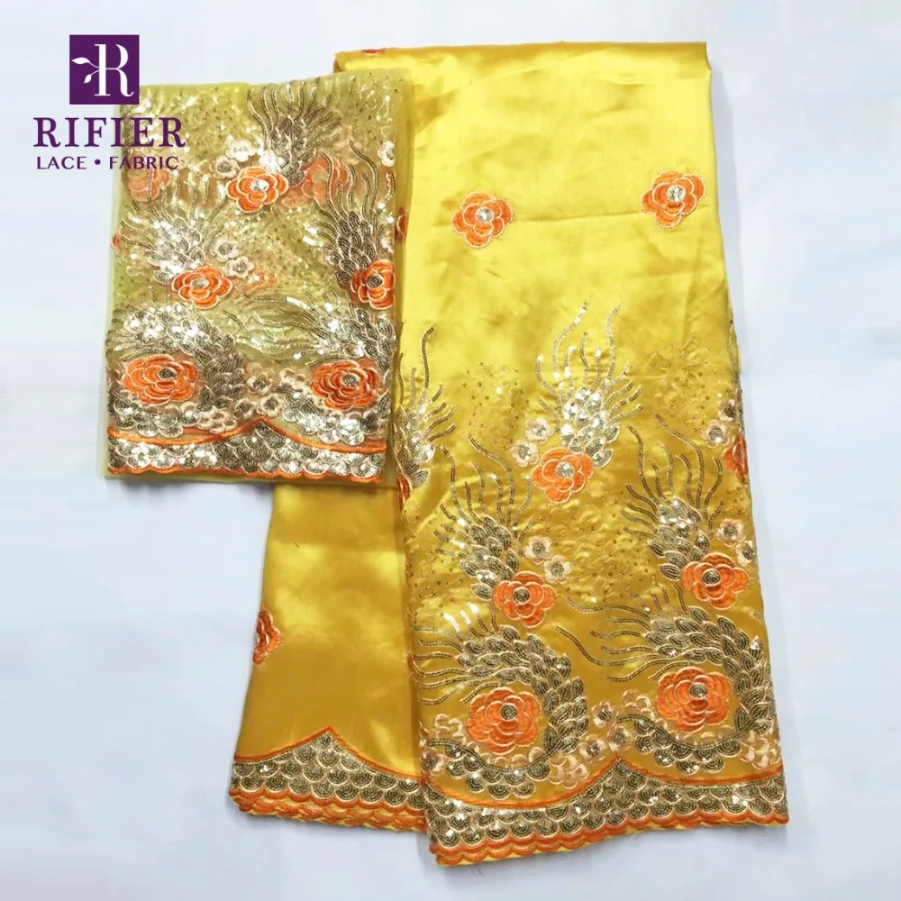 Beautiful Flower Embroidered Sequined George Fabric With Net Lace African High Quality Sequins Wedding Silk Material | Дом и сад