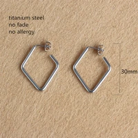 size 30mm rhombus titanium 316 l stainless steel plating stud earrings no fade allergy free