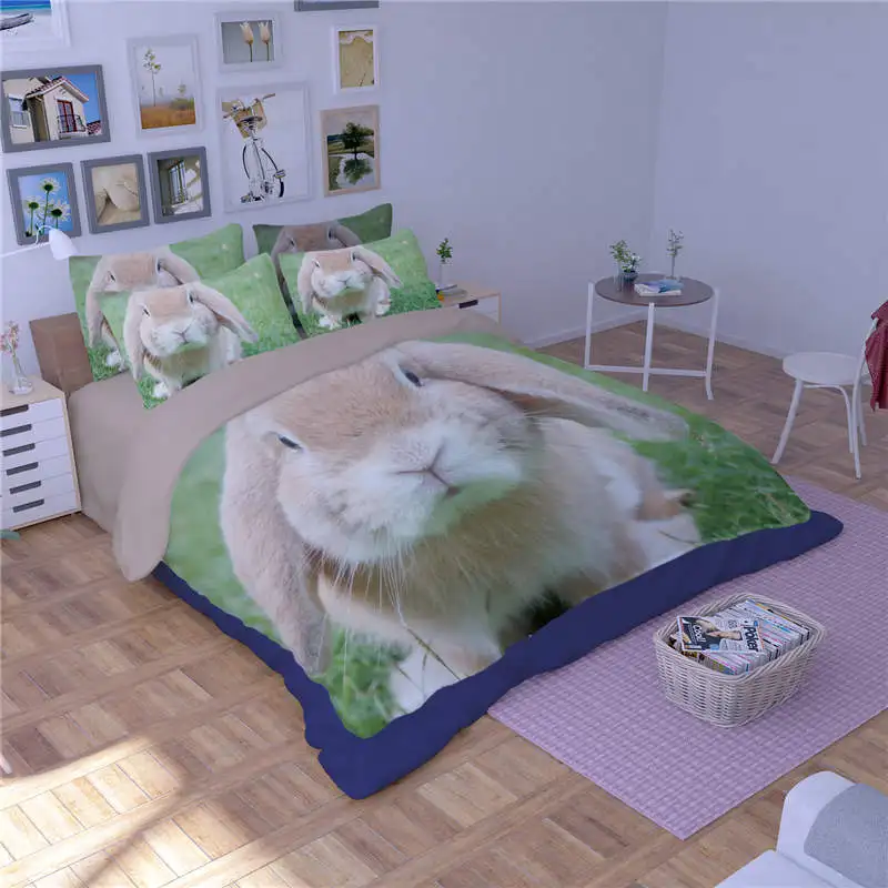 Комплект постельного белья из 3 предметов с 3D принтом кролика|bed linen|duvet coverking size quilt