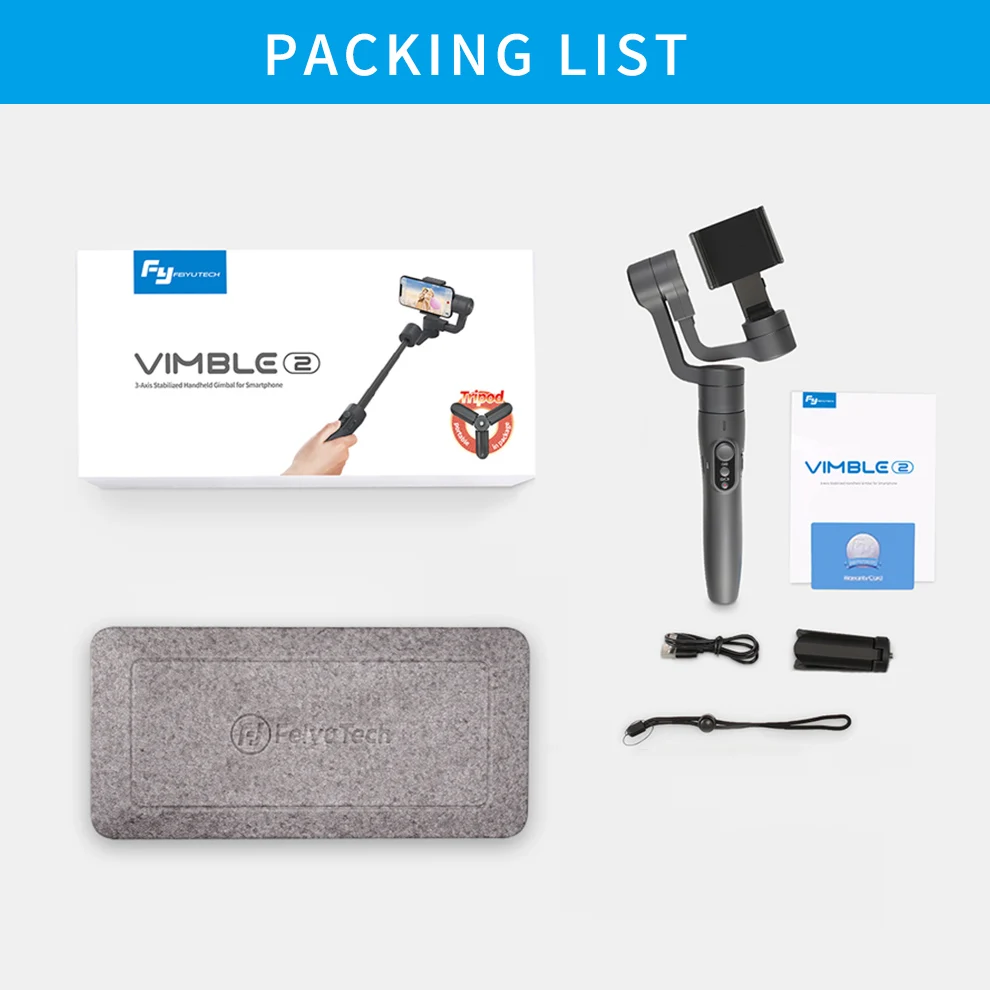 

FeiyuTech Vimble 2 Smartphone Gimbal 3-Axis Handheld Stabilizer with 183mm Extension Pole Tripod for iPhone X 8 7 XIAOMI Samsung