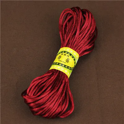 wine red Многоцветный 20 метровый сатиновый нейлоновый шнур сплошной канат для изготовления ювелирных изделий бисер хлопковый шнур для ребенка 2,5 мм Плетеный шелковый шнур - Цвет: wine red