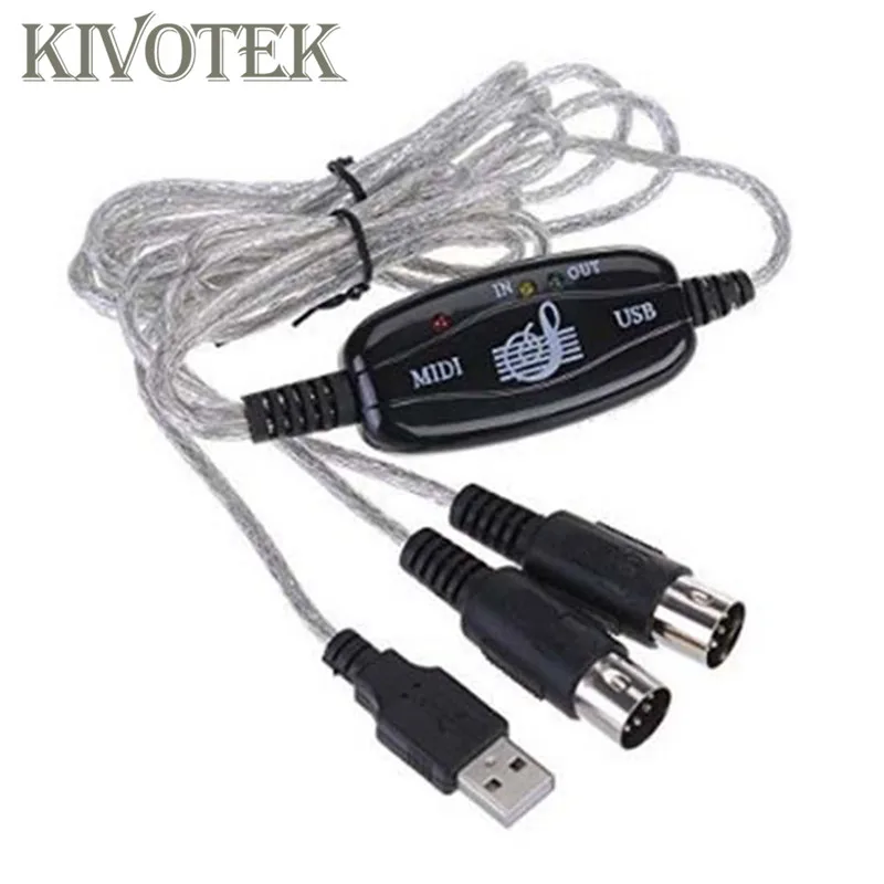 KIVOTEK 4 шт/лот midi-usb адаптер usb-кабель вход-выход кабель MIDI конвертер ПК в