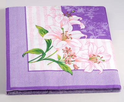 Волшебная фиолетовая серия Цветочная обставка биоразлагаемая бумажная салфетка