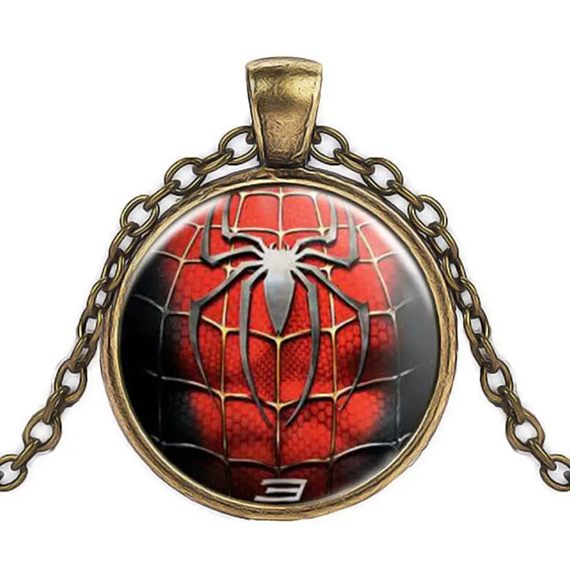 2018 Новая Мода Человек-паук кулон ожерелье стекло ювелирные изделия колье с вашим