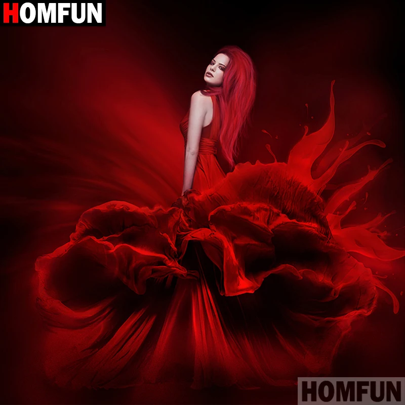 

Алмазная 5D картина HOMFUN «Красная красота» для творчества, полная Алмазная вышивка, картина Стразы для праздничных подарков, A25879