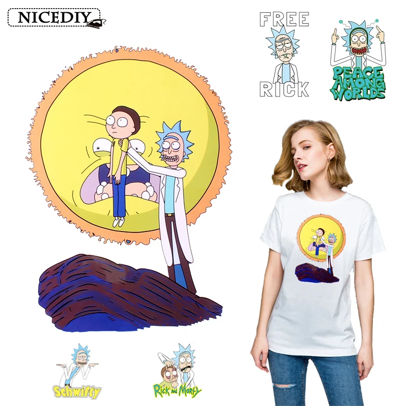 Nicediy Rick And накладки Morty железные нашивки в виде надписей для детской одежды DIY Футболка Значок наклейки аппликация на одежду DIY