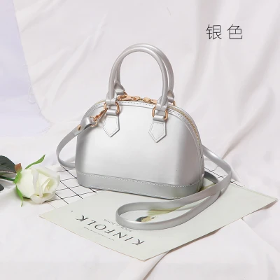 Matte Silver Новинка, силиконовая летняя милая сумка в виде ракушки конфет, желе, Женская Повседневная Сумка-тоут, женская сумка через плечо, пляжные сумки для девушек - Цвет: Matte Silver