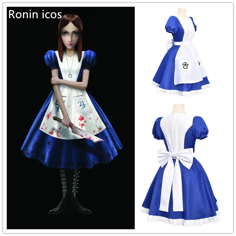 Game Alice Madness Returns Cosplay Costume Princess Dress Maid Dress Made Halloween Party Costume