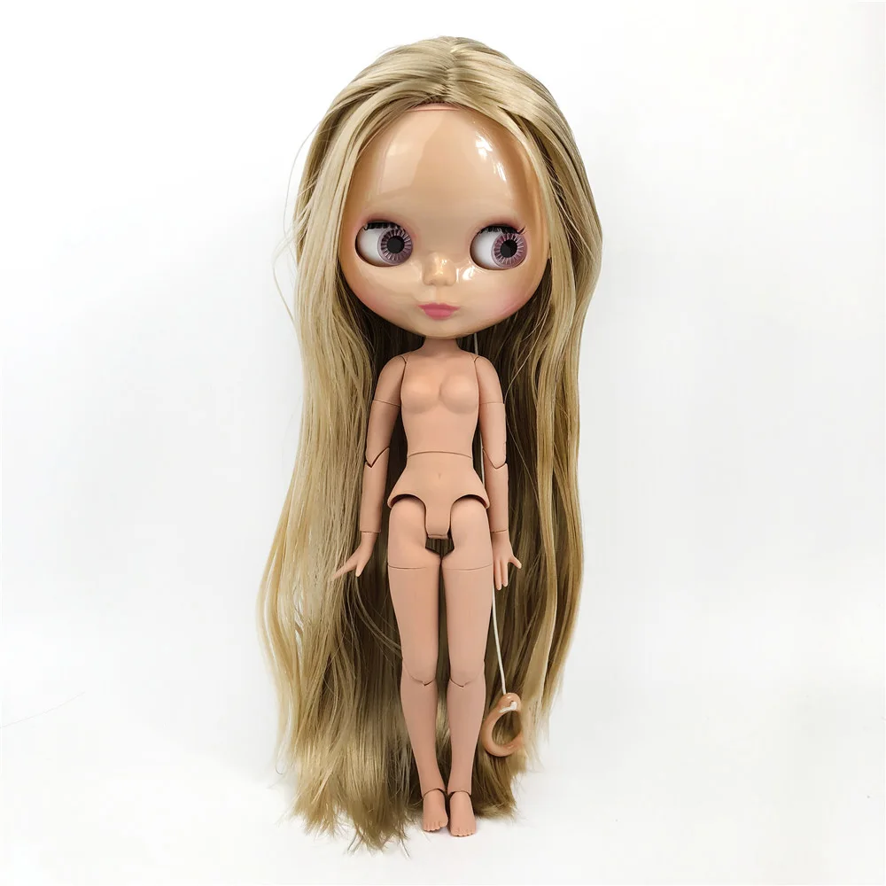 Фабричная кукла Blyth прямые блестящие волосы коричневая кожа куклы шарнирное