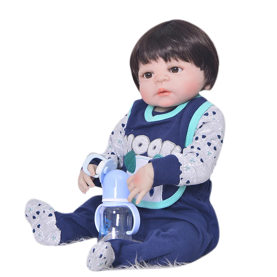 23 дюйма Boneca bebes reborn boy силиконовая виниловая кукла для новорожденных Реалистичная