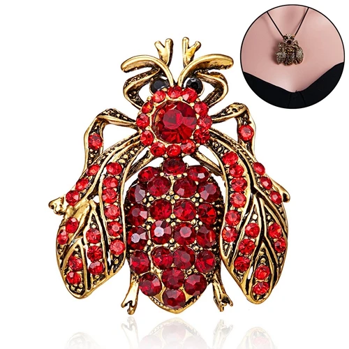 Red Bee Rinhoo модное винтажное Хрустальное насекомое с эмалевым покрытием, паутина, ящерица, пчела, брошь на булавке, ювелирное изделие, броши на булавке для мужчин, женщин, девушек - Окраска металла: Red Bee