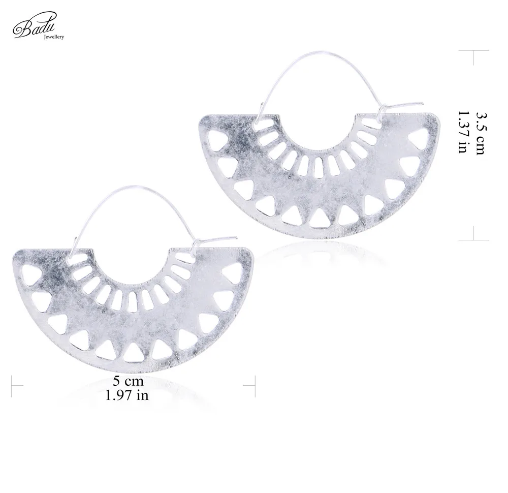 Большие полые серьги кольца Badu полукруглые винтажные декоративные этнические