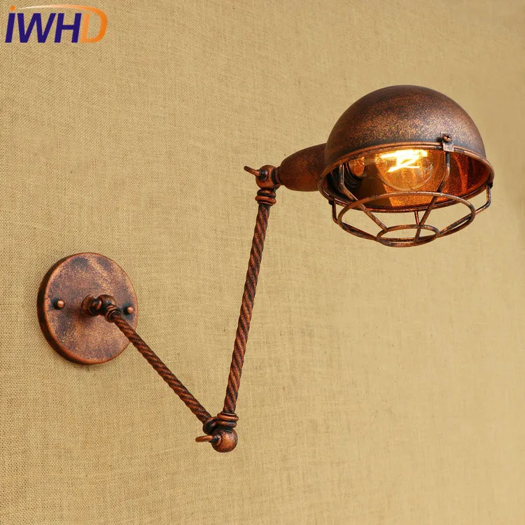 

IWHD Loft Style Edison Wall Sconce Bedside Lamp Long Arm Industrial Vintage Wall Light Fixtures Indoor Lighting Lamparas
