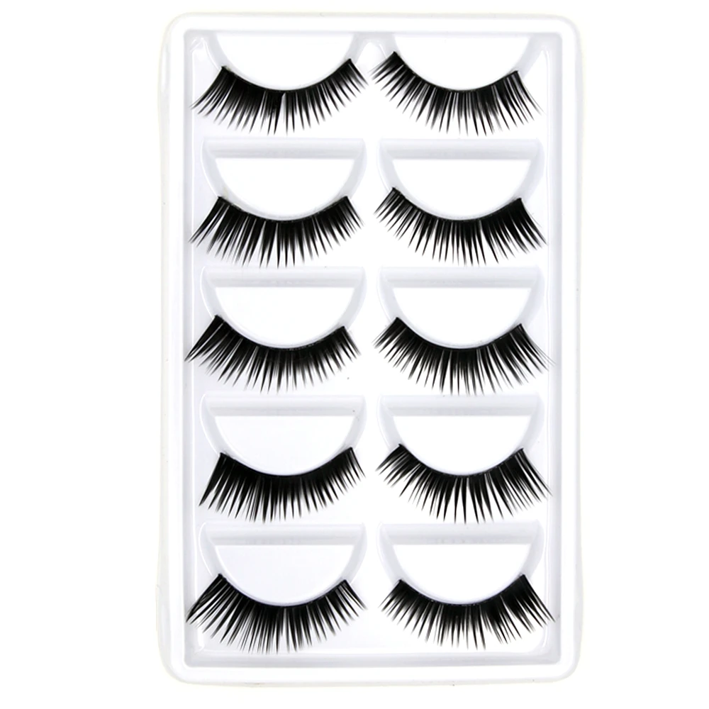 CLOTHOBEAUTY накладные ресницы 5 пар натуральные накладные ресницы ручной работы мягкая невидимая лента, Длинные/толстые многоразовые для макияжа(с