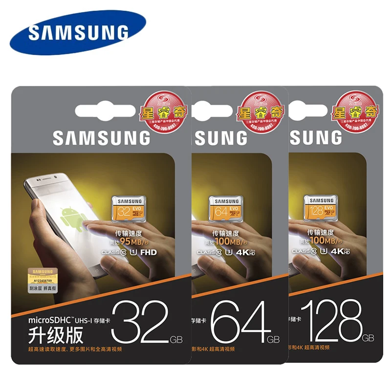 Карта Micro SD SAMSUNG EVO 256 ГБ/128 ГБ/64 Гб U3 microSDXC 32 Гб U1 MicroSDHC класс 10 TF карта памяти C10 флэш-карты для телефона