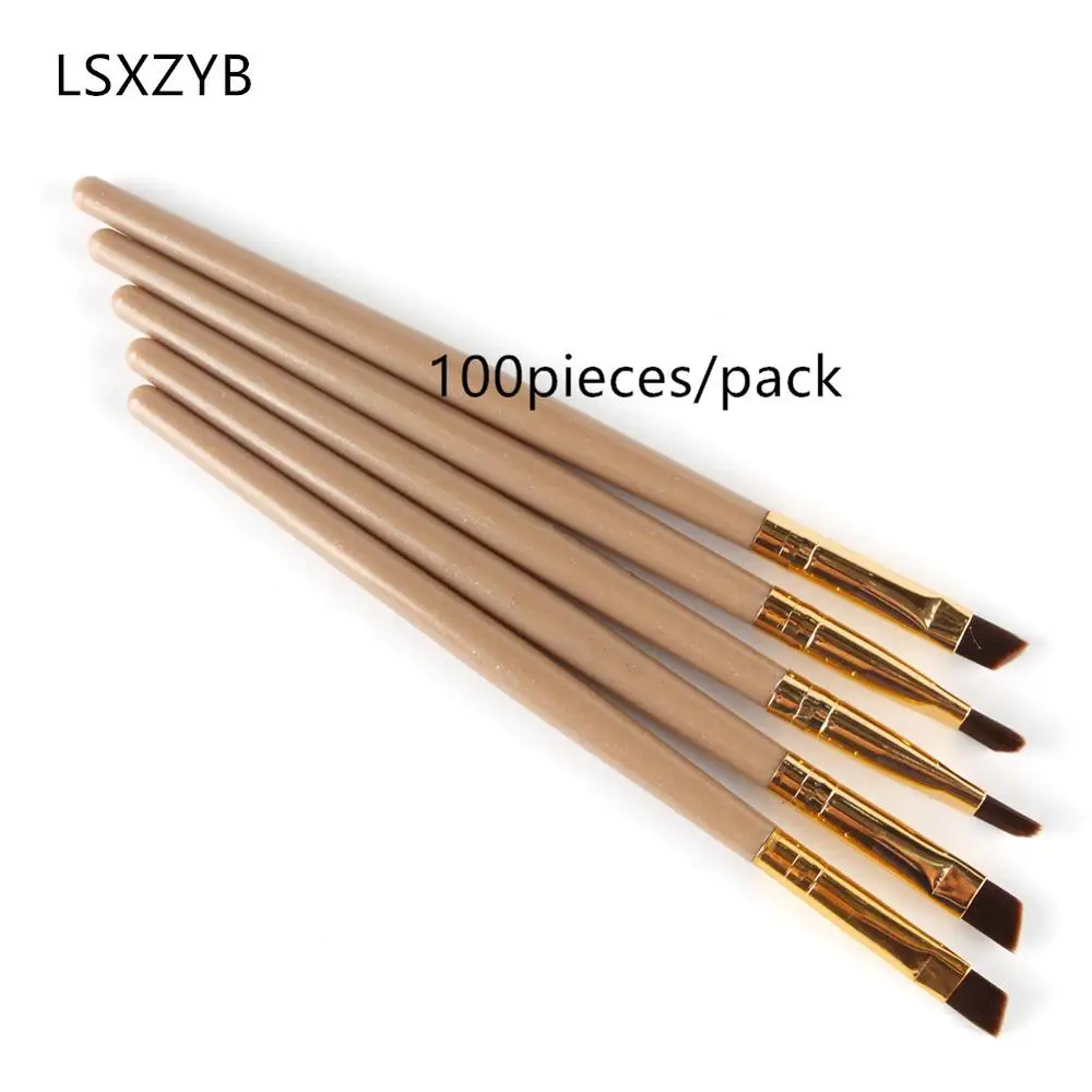 100PCS 100 шт Горячие кисти для бровей, набор для макияжа, гелевая подводка для глаз, кисти для макияжа, красота, смешивание, макияж для глаз, конические кисти, инструменты для бровей - Handle Color: 100PCS