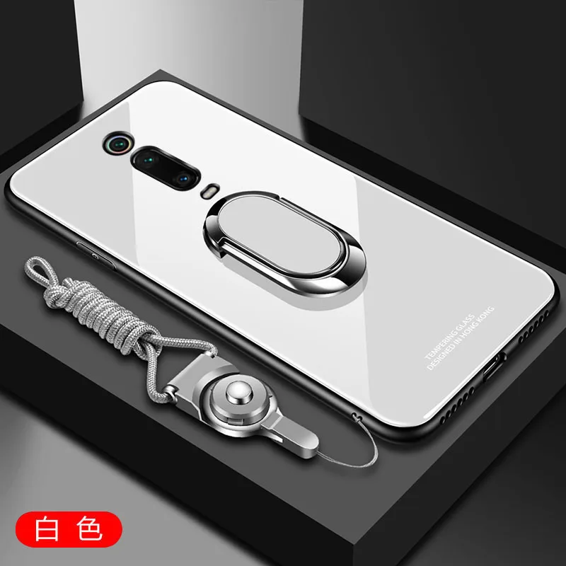 white Для xiaomi Red mi K20 Pro чехол Роскошный Жесткий из закаленного стекла с кольцом-подставкой Магнитный защитный чехол на заднюю панель для xiaomi mi 9T Pro - Цвет: white