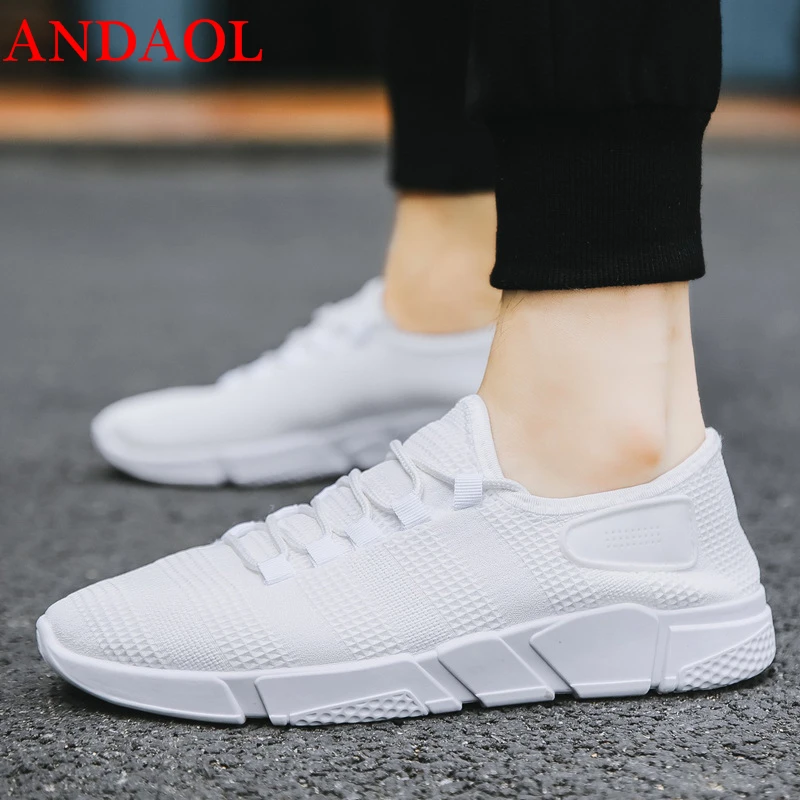 

ANDAOL Men's Casual Shoes Top Quality Mesh Breathable Massage Light travel Sneakers Luxury Soft Non-Slip Wild Campus Trainers