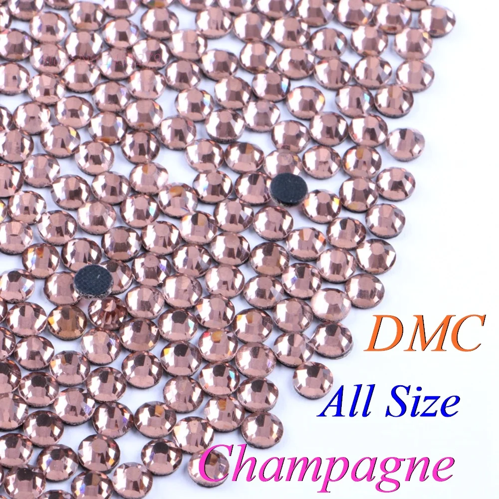 Все размеры! Шампанское DMC стразы горячей фиксации SS6 SS10 SS16 SS20 SS30 стеклянные