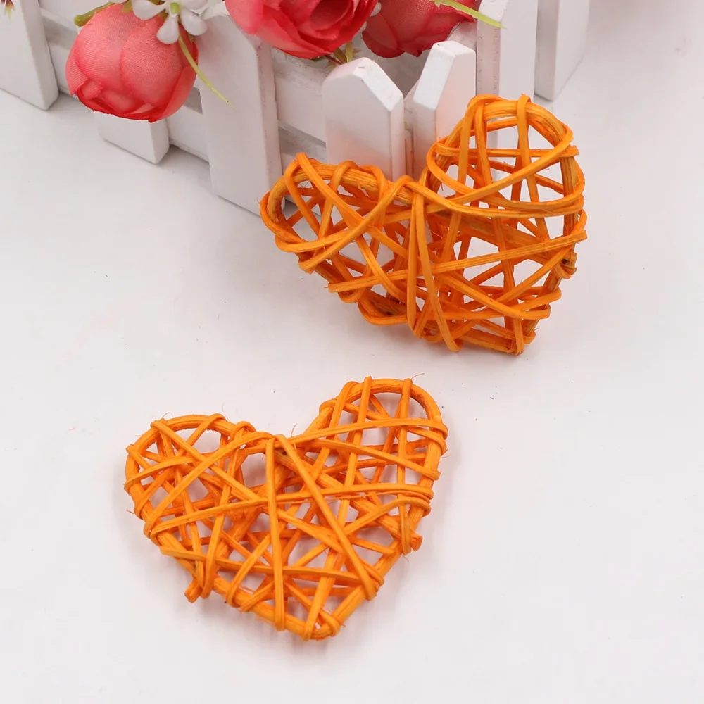 Оранжевый 5pcs/lot 6cm Rattan love Artificial Straw Ball For Birthday Party Wedding Decoration Christmas Decor Home Ornament Supplies - Цвет: Оранжевый