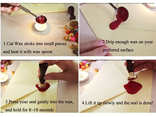 Flame Vintage Rosewood Wax Seal Stamp Set With Gold Red Silver Sticks | Дом и сад