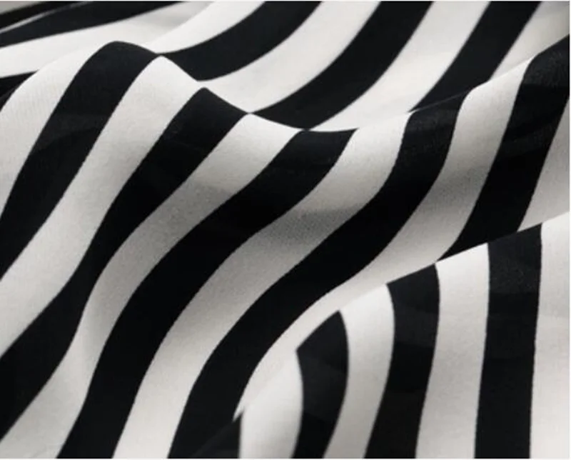 Классический черно белый полосатый Шелковый материал двойная ткань|silk fabric|silk