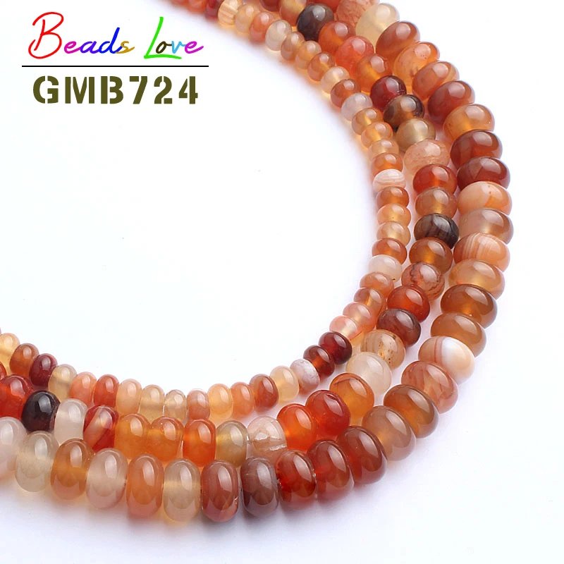 Бусины Из Натурального Камня Красный сердолик бусинки из камня Рондель черный