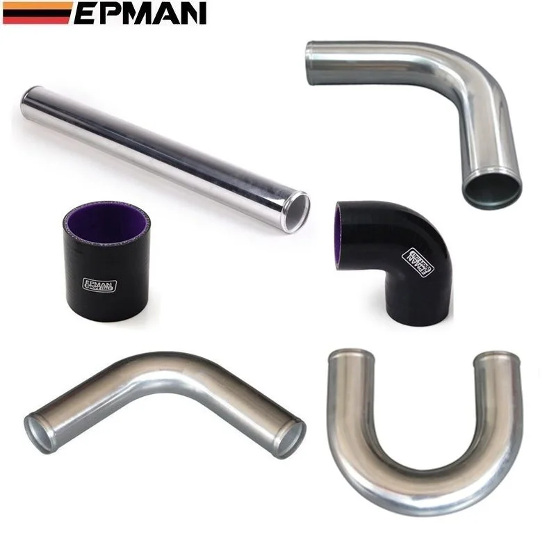 Universal Black 2" 51mm Polished Aluminum FMIC IntercoolerPiping Kit DIY Pipe Length:600mm For Jeep Wrangler 97-01 EP-LGTJ51-600 |