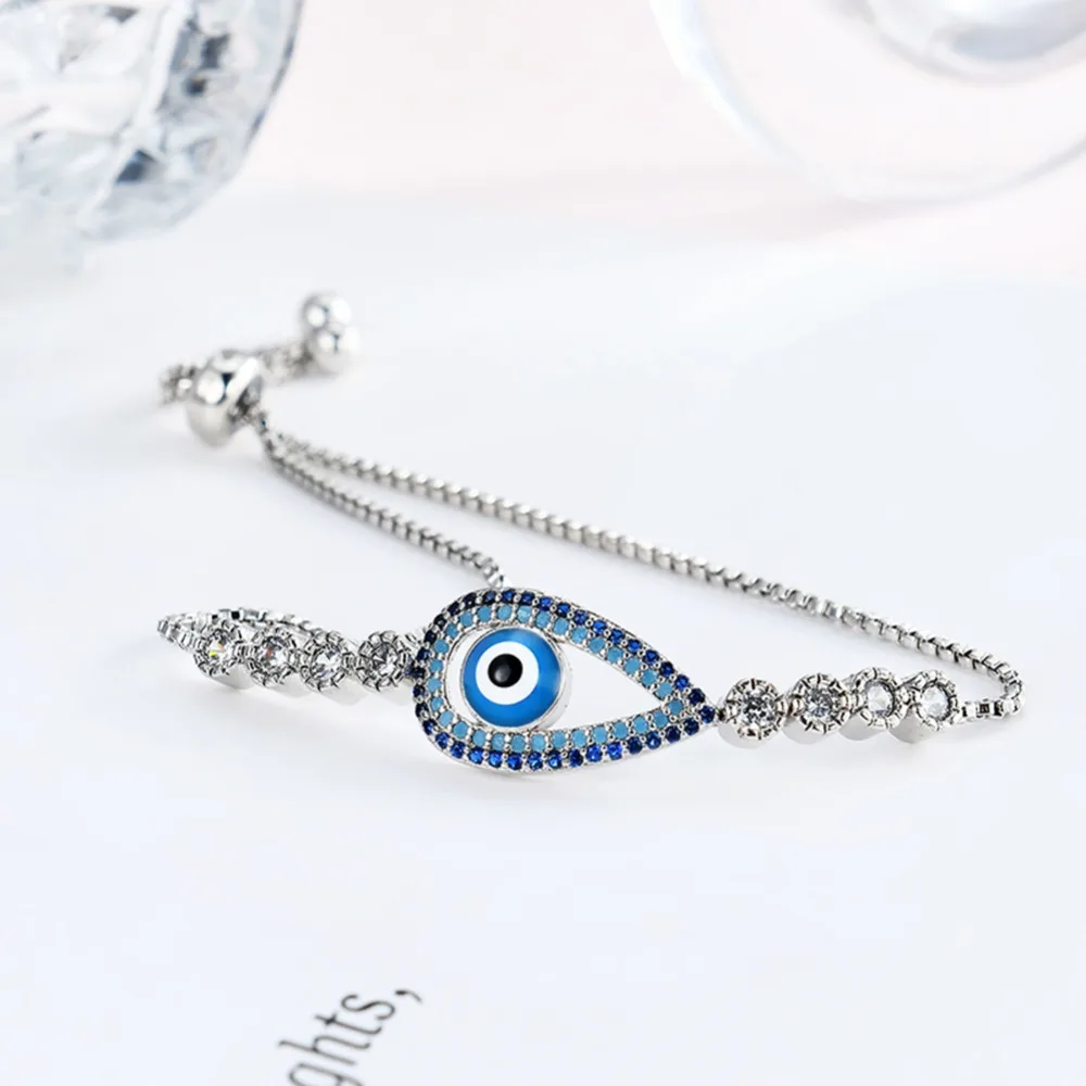 Роскошный Полный Цирконий Кристалл Pave глаз браслет для Для женщин регулируется