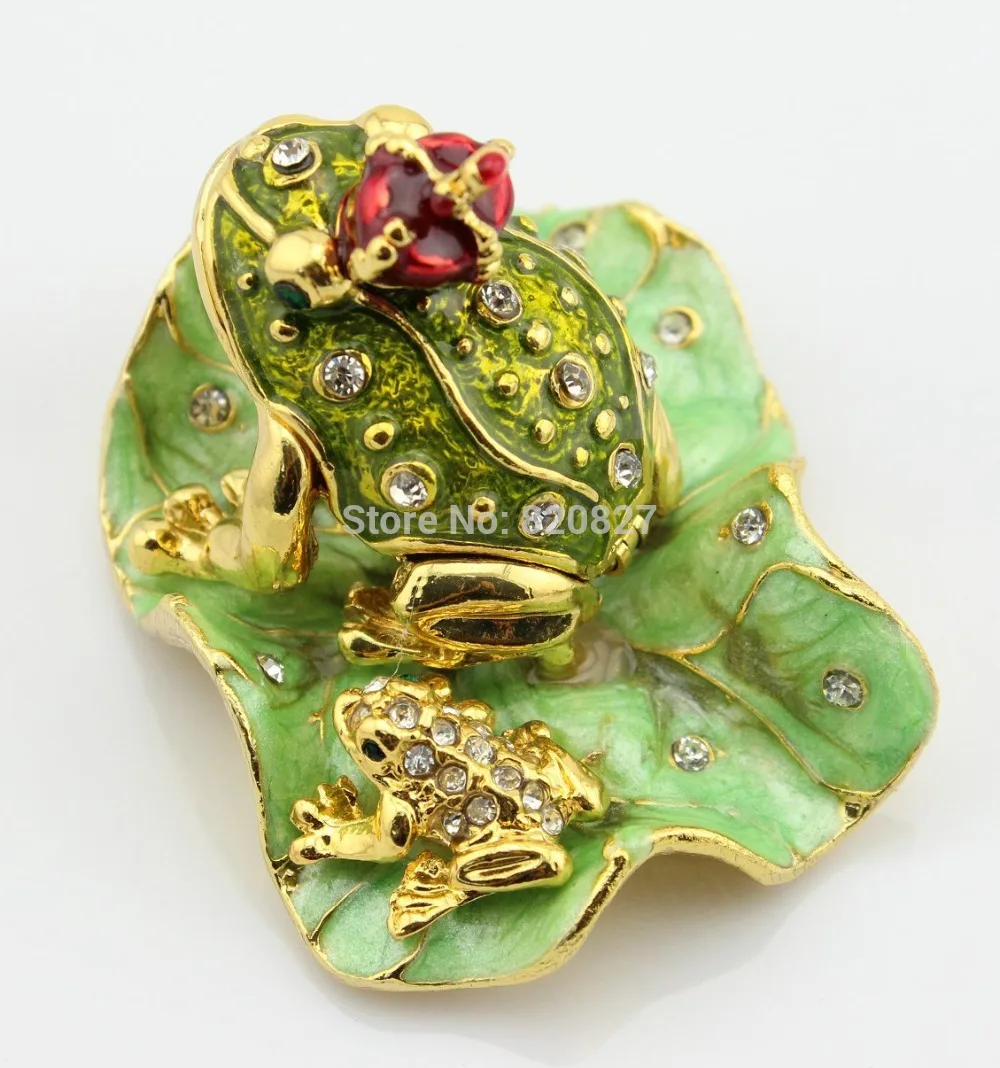 Legendary Bachelorette Frog Prince Crystals Toad King Crown Jewelry Box Lily Pad (6.8*4.8*3.5 CM (L*W*H)) | Украшения и