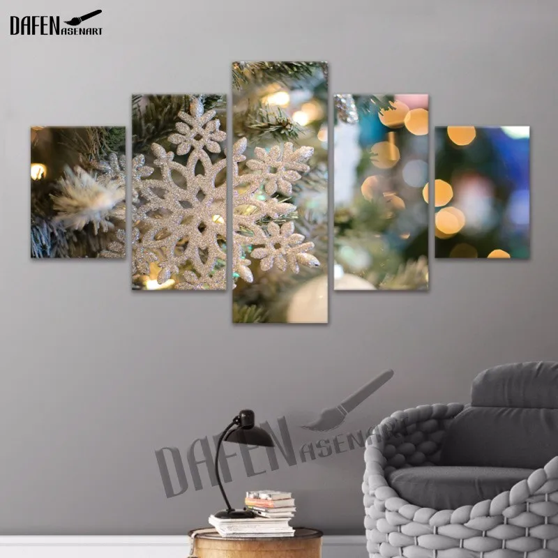 5 панелей художественное оформление современный Рождественский пейзаж картины