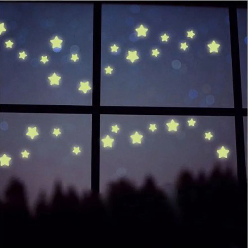 100pcs3D звезды светятся в темноте светящиеся на стены наклейки для детской комнаты