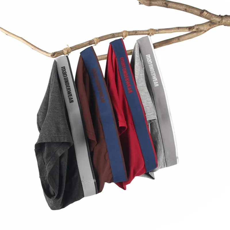 Трусы боксеры мужские 4 шт./лот нижнее белье с карманом мягкие хлопковые шорты